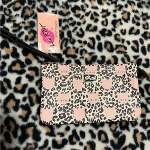 Betsey Johnson Pink and Black Leopard Print Wristlet